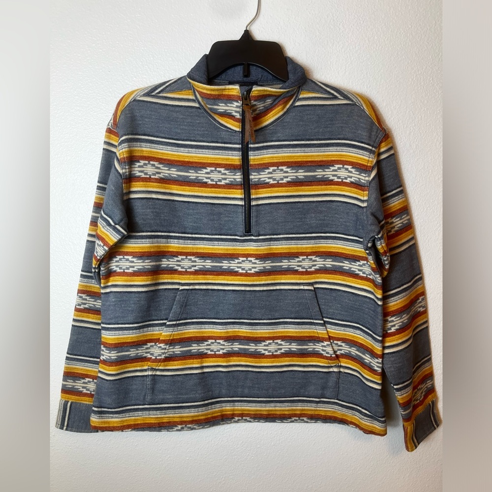 Pendleton Women's Doublesoft Half-Zip Pullover Denim Saltillo Stripe Size XS - Picture 1 of 7